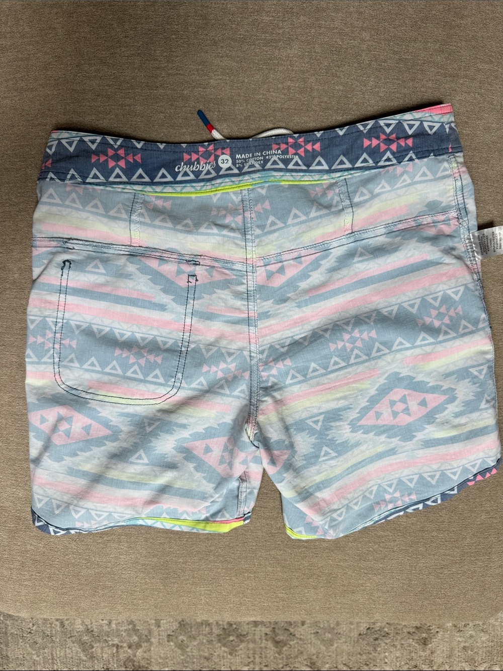 chubbies Aztec Swim Shorts in Blue, Pink, Neon Yellow - Picture 6 of 11